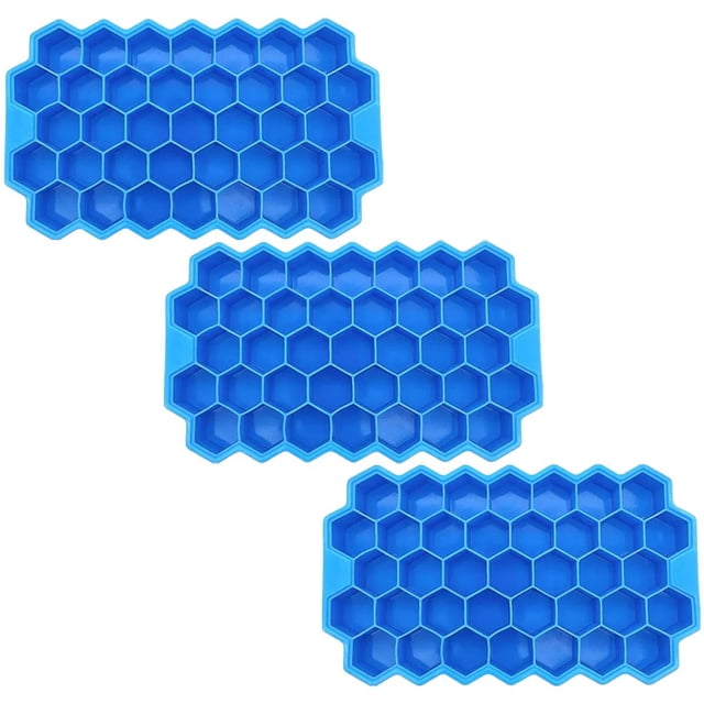 Bandeja hexagonal SiliBlockBlue 3Pzas Azul Silicona 37Cavidades Grado Alimenticio Flexible Chef Grill