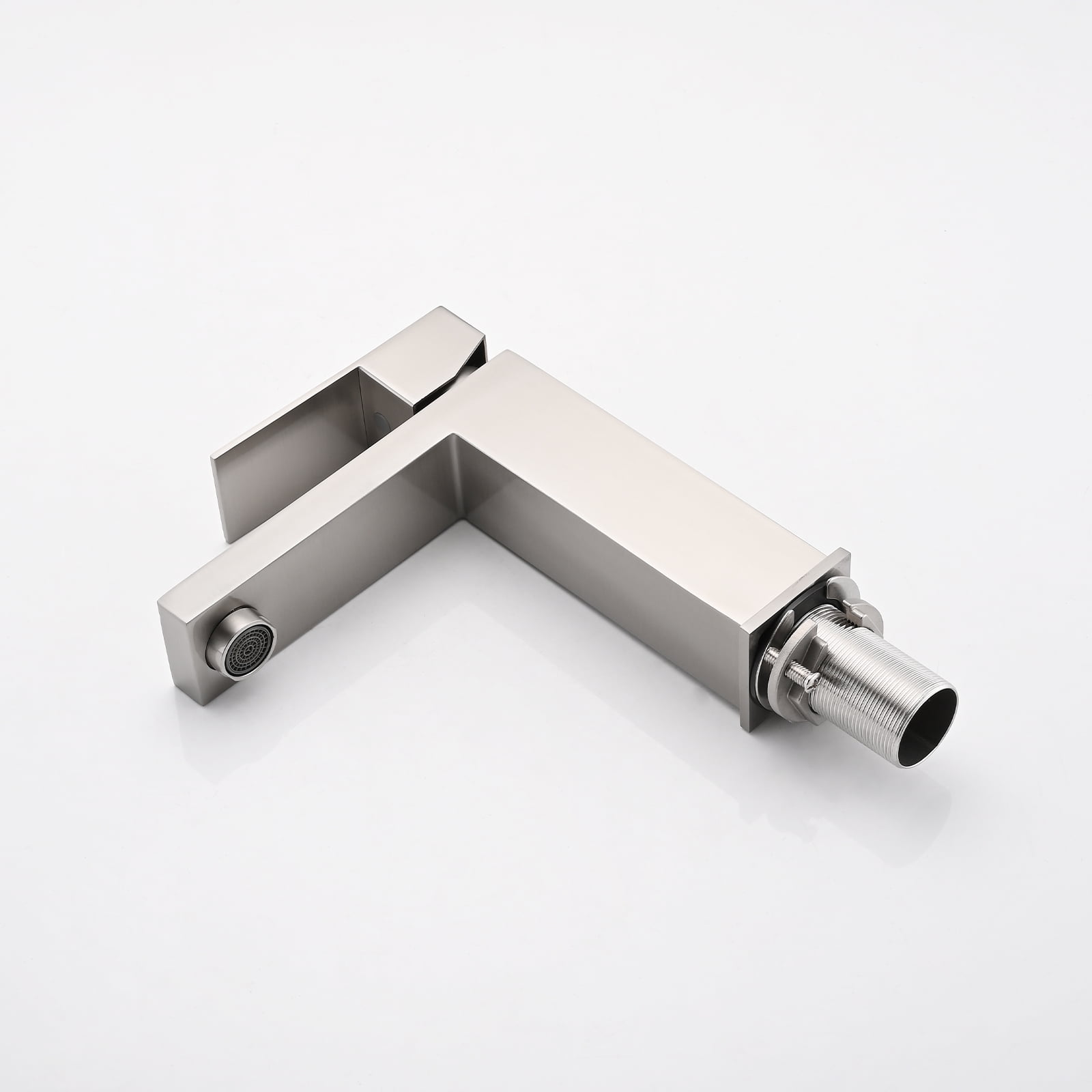 MAYEERTY 1-Hole 1-Handle Stainless Steel Bathroom Faucet with Deckplate & Drain, Brushed Nickel