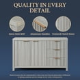 thumbnail image 5 of OAKHAM Storage Cabinet with 3 Drawers, Fluted Sideboard Buffet with Adjustable Shelf, Pale Oak, 5 of 7