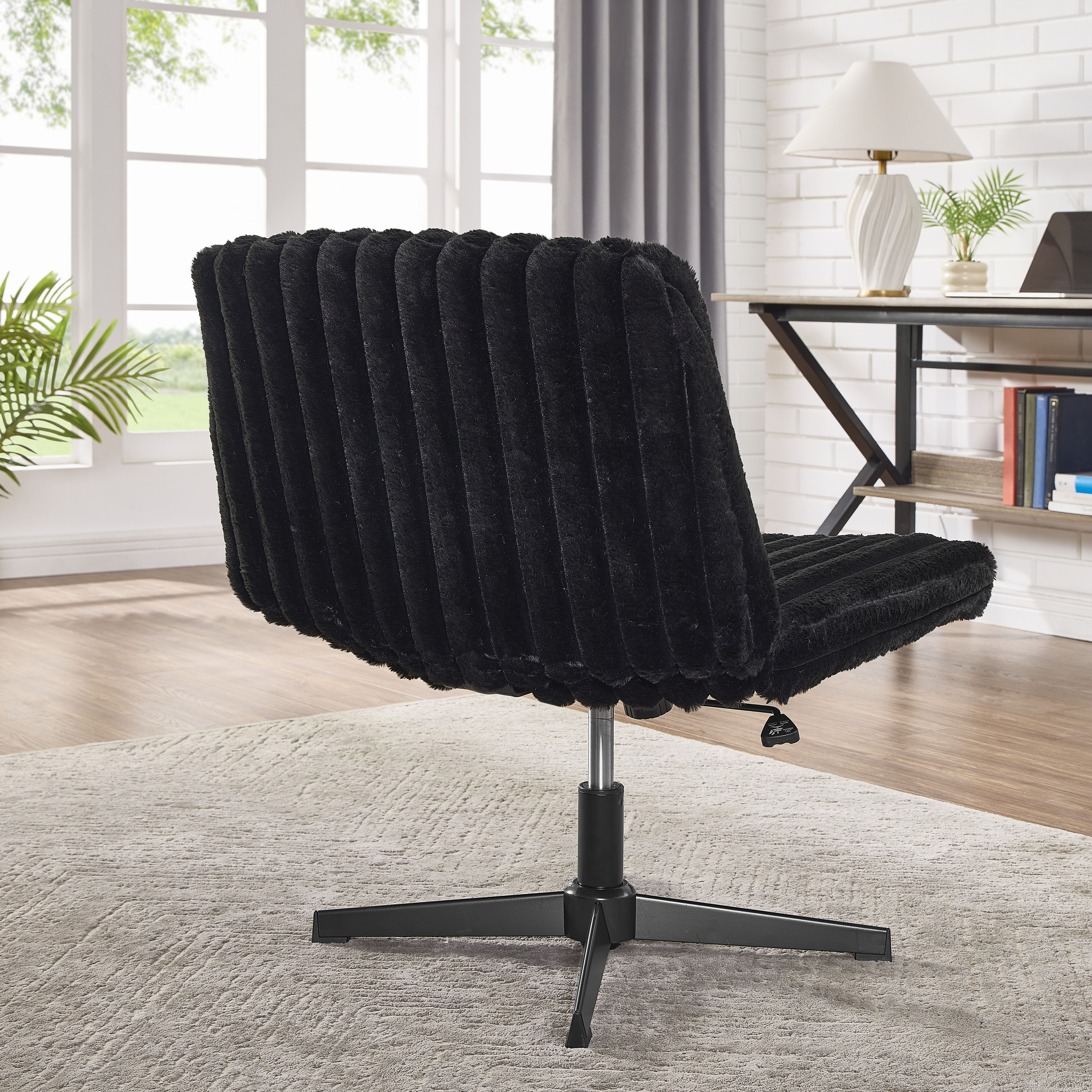CQSXDA Wide Seat Adjustable Swivel Criss Cross Chair, for Office and Vanity Use, Ergonomic Design