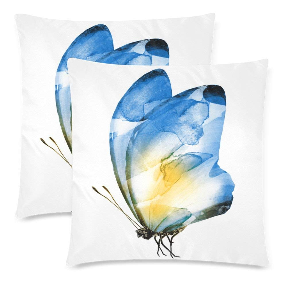 Gckg 2 Pack Watercolor Butterfly Pillow Case Cover 18x18 Inches