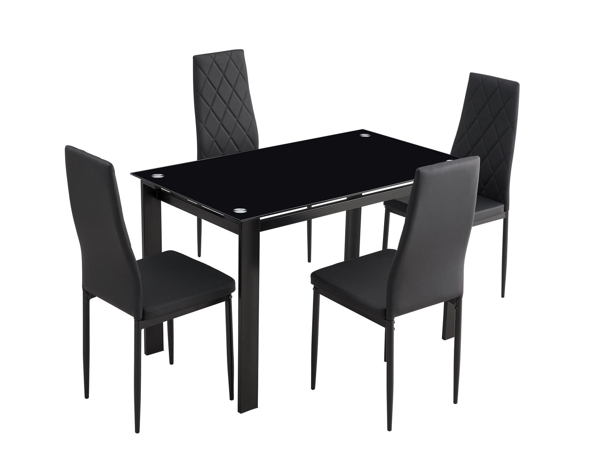 Cozyroom 5Piece Kitchen Dining Table Set W/ Glass Table Top, 4 Faux
