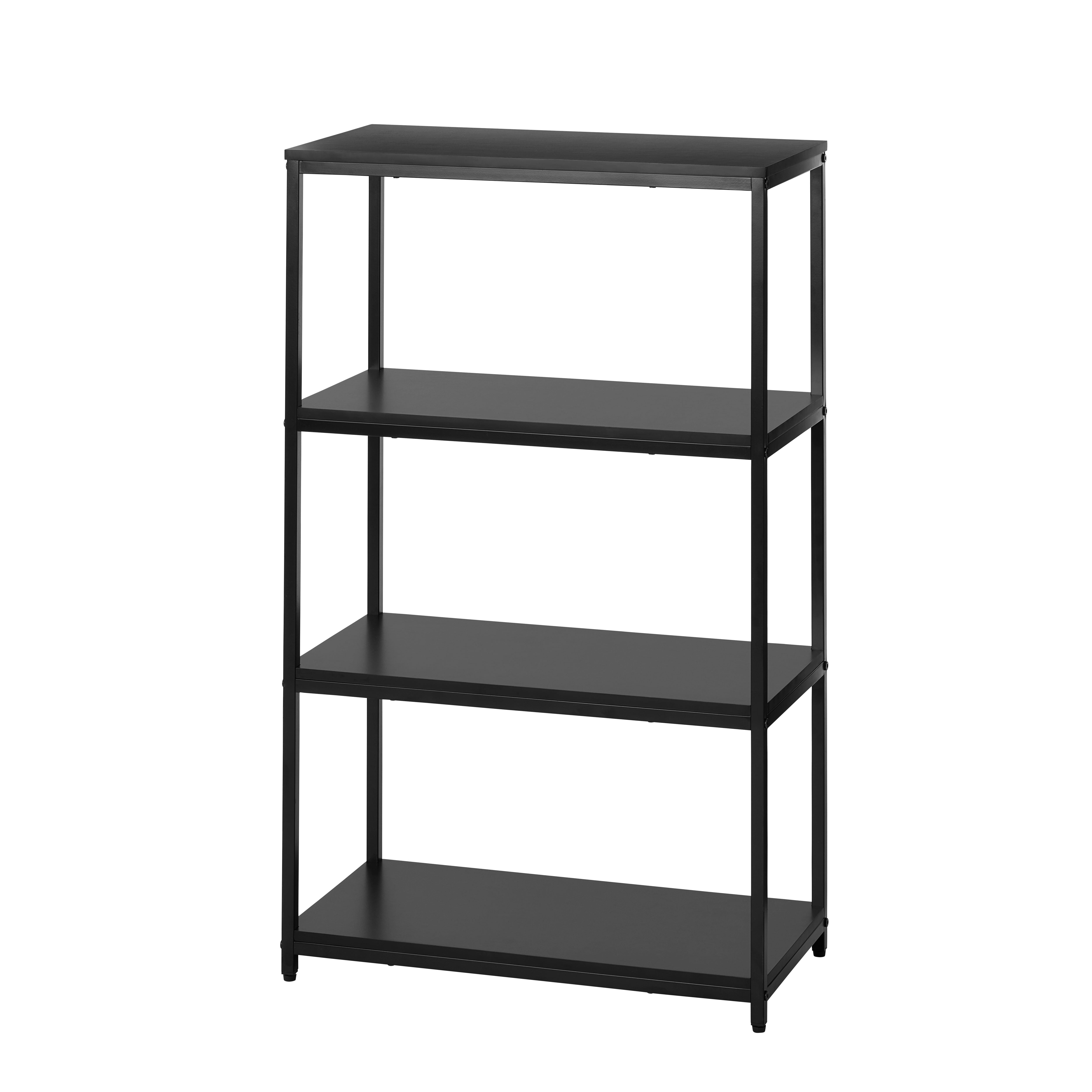 Mainstays 4-Shelf Metal Frame Bookcase, Black Finish