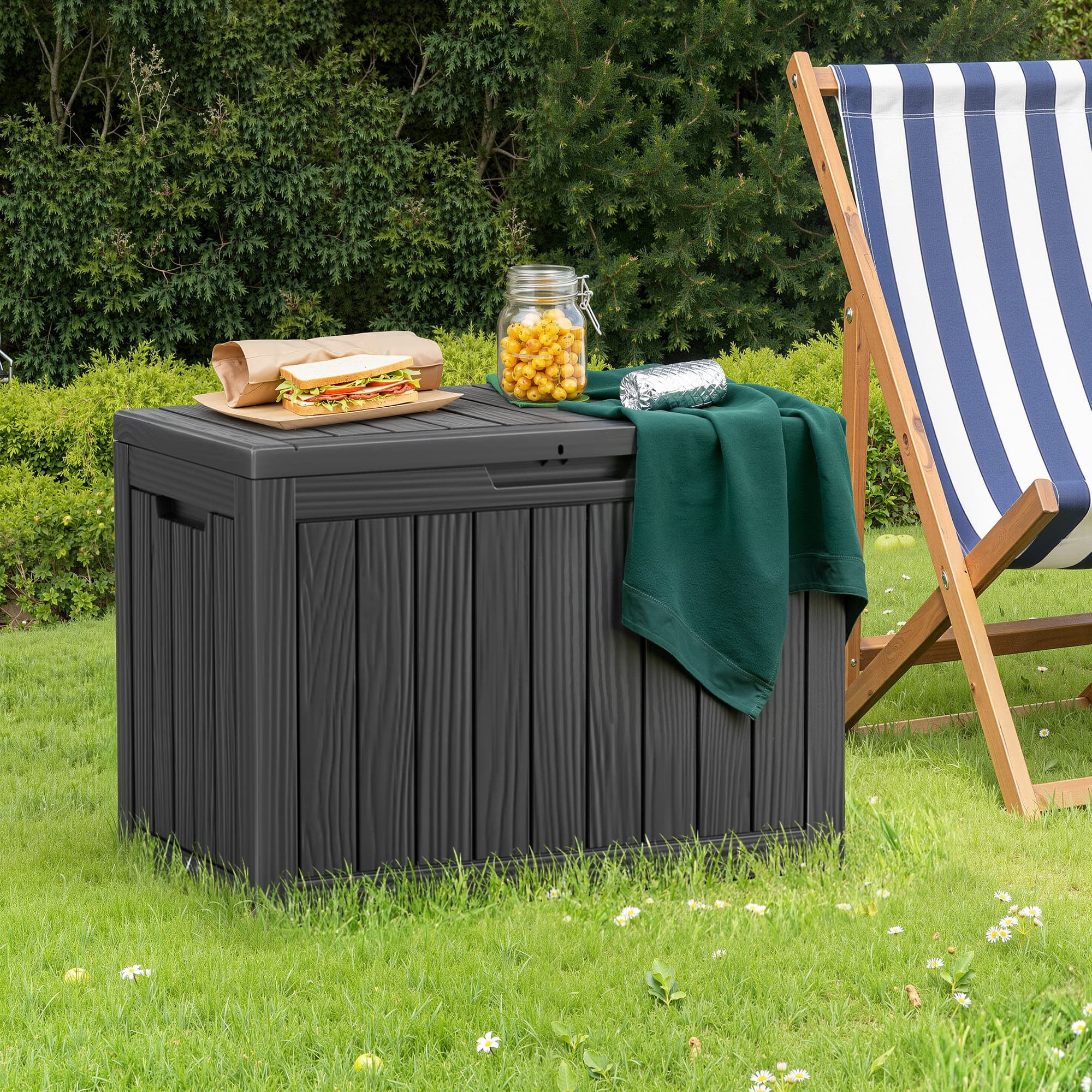 MAYEERTY 45 Gallon Outdoor Deck Box, Large Capacity Storage Box for Patio Furniture Cushions, Pillow Outdoor Indoor, Black