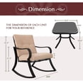 thumbnail image 3 of Oakmont Outdoor Furniture 3 Piece Bistro Set Rocking Chairs and Glass Top Table, Thick Cushions, Black Steel (Beige), 3 of 5