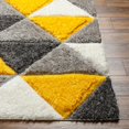 thumbnail image 4 of Hauteloom Bruis Contemporary Geometric Diamond Shag Area Rug - Modern Trellis Fluffy High Pile Super Soft Rug for Living Room, Bedroom, Dining Room - Gray, Yellow, Mustard - 7'10" x 10' (8x10), 4 of 6
