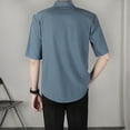 thumbnail image 4 of YLSDY Men Formal Button Down Shirts, Lightweight Loose Wrinkle Free Short Sleeve Tops Summer Work Office Casual Tees with Pockets Light Blue L, 4 of 7