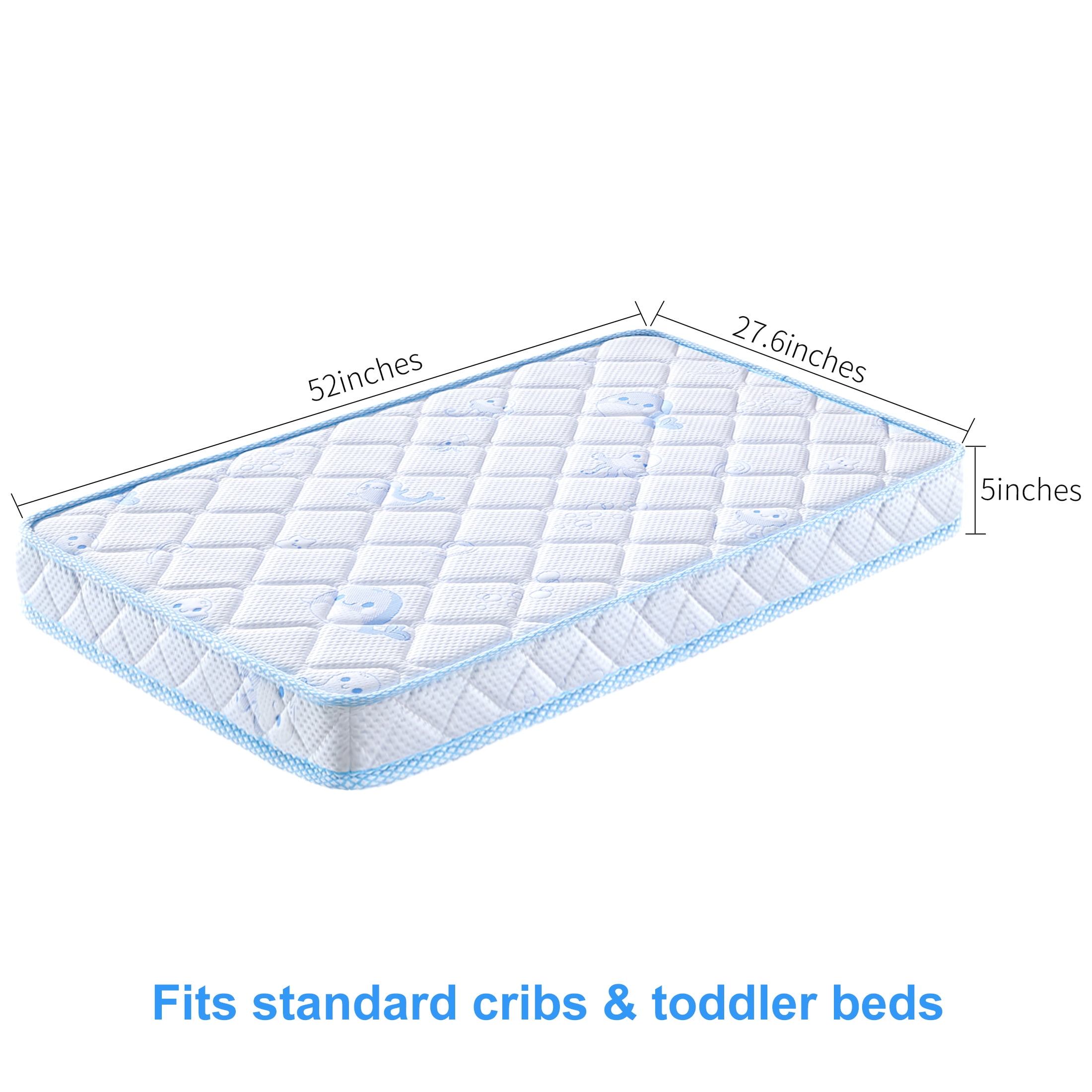 Ceekliybear Premium Foam Crib and Toddler Mattress,  Knitted Fabric and Firm Crib Mattress, Hypoallergenic Baby Mattresses 52"L x 27.6"W x 5"Th