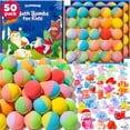 thumbnail image 1 of Bombas de baño CLOUQUAR de 50 unidades para niños con juguetes sorpresa que brillan en la oscuridad, 1 of 7