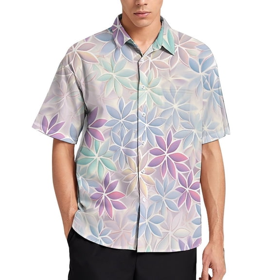 Mens Unique Pattern Colorful Floral Bohemia Button Up Shirts Vacation Summer Clothes
