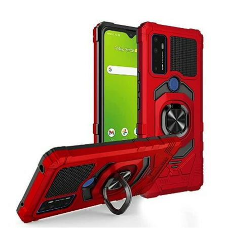 Phone Case For Cricket Dream 5G, AT&T Radiant-Max 5G Case Shock Absorbing Ring Case (Robotic Ring Red)