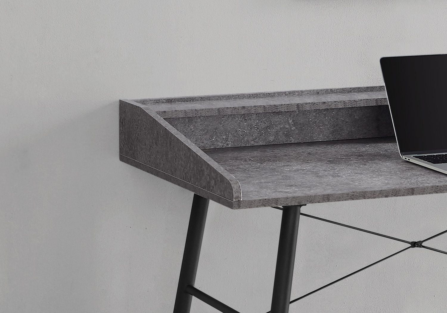 Monarch Specialties Computer Desk, Home Office, Laptop, Storage Shelves, 48"l, Work, Metal, Laminate, Grey, Black, Contemporary, Modern