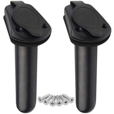 2 PCS Kayak Deck Plastic Flush Mount Fishing Boat Rod Holder with Cap Cover for Kayak Boat Canoe