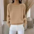 thumbnail image 5 of Round Neck Pullover Sweaters for Women,Long Sleeve Loose Knit Tops,Lightweight Casual Wear with Lace Up Design Tops 2026 Camel L, 5 of 6