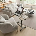 thumbnail image 3 of Adjustable Bedside Laptop Desk with Mouse Pad on Wheels, Adjustable Overbed Table,Rolling Computer Stand,Hospital and Home Use-Log Grey, 3 of 13