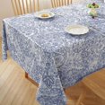 thumbnail image 2 of Vinyl PVC Rectangle Table Cloth,Water Proof Paisley Plastic Tablecloths with Flannel Backing,Oil Proof Heavy Duty Vintage Rustic Table Cover for Outdoor Picnic Camping 60x84 Inch,Blue, 2 of 6