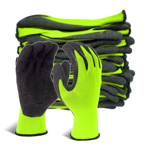 Guantes de trabajo de seguridad Evridwear, de látex arrugado, de caucho, revestidos a mano