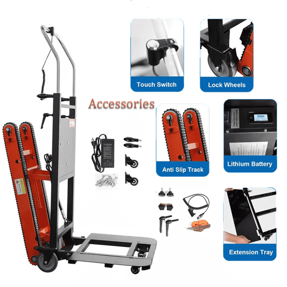 RXFSP 400W Powered Electric Stair Climber Hand Truck Dolly Cart for Moving, 441lb Capacity Heavy Duty Stair Crawler Dolly