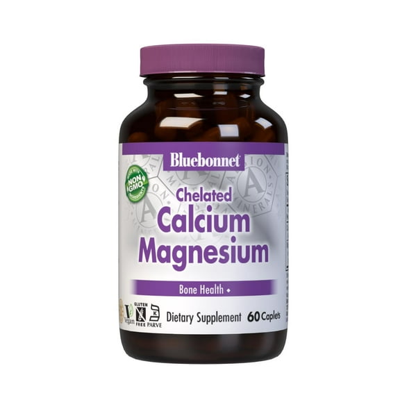 Bluebonnet Nutrition Albion Chelated Calcium Magnesium Caplets, 60 Count