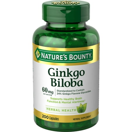 Nature's Bounty Ginkgo Biloba Capsules, 60 mg, 200