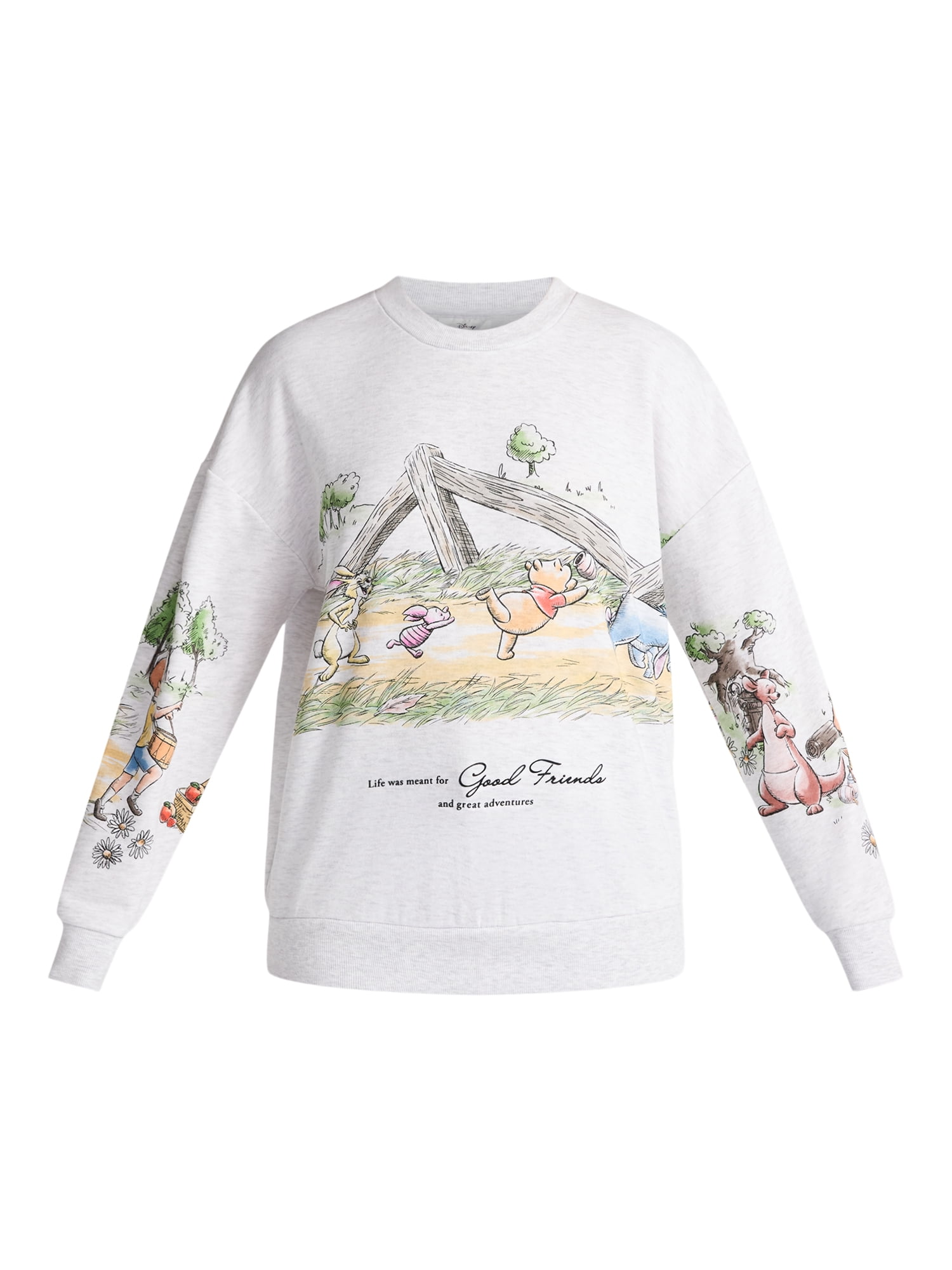 Disney Women's Winnie the Pooh Graphic Sweatshirt with Long Sleeves, Sizes XXS-XXL
