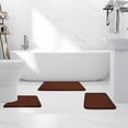 thumbnail image 2 of MAGULA Bathroom Rug Sets 3 Piece,Brown,Non Slip Super Absorbent Soft Bathroom Mats，20"x32",17"x24",Contour 24"x20",for Sink,Tub, Shower and Toilet, 2 of 6