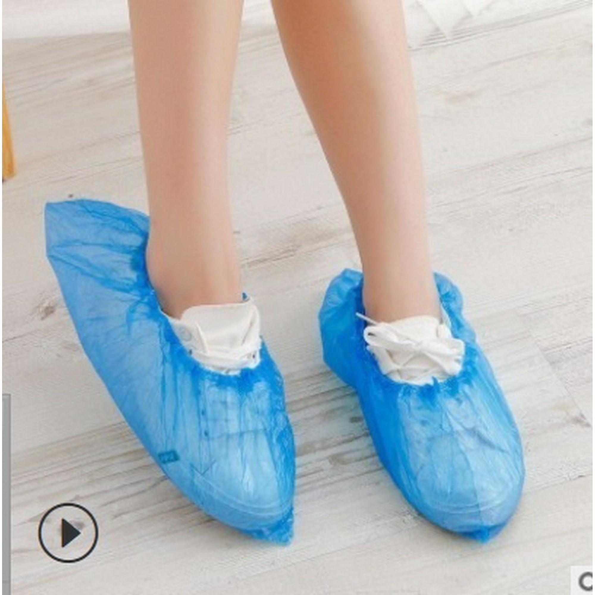Pudcoco Disposable Shoe Covers Solid Color Non Slip Breathable Shoe Boot Covers For Women Men Blue 100pcs Blue