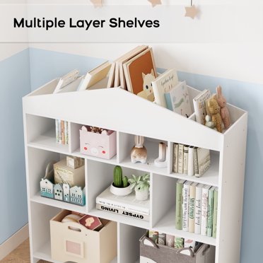 UTEX Toy Storage Organizer With Bookcase, Kid’s Multi Shelf Cubby For