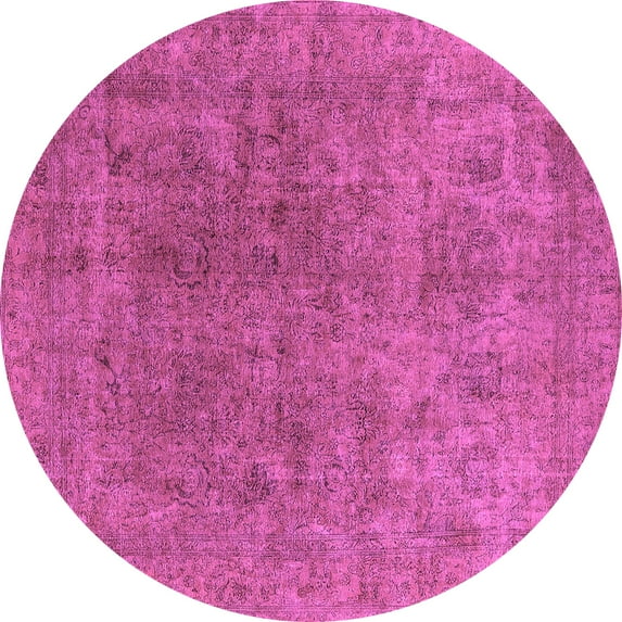 Ahgly Company Machine Washable Indoor Round Oriental Purple Industrial Area Rugs, 8' Round