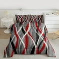 thumbnail image 2 of Homewish Modern Geometric Stripe Bedding Comforter Set.Abstract Waves Lines Twin Comforter Sets,Red Gray White Bedding Set For Boys Kids,Microfiber Bedroom Decor Reversible,2 Pieces, 2 of 8