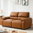 thumbnail image 5 of Faux Leather Sofa Couch, Luxury Mid-Century 68" 2-Seater Armchair Couch with Comfort Cushion for Living Room, Easy to Assembly, Elegant Cognac Tan, 5 of 6