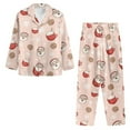thumbnail image 2 of DISNIMO Santa Claus Snowflake Printed Women Two Piece Pajama Sets Long Sleeve Button Up Sleepwear Soft Comfy Lounge with Matching Long Pants V Neck Nightwear Christmas Loungewear, 2 of 7