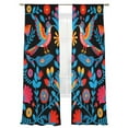thumbnail image 2 of Mexico Flower Bird Sheer Curtains 96 Inches Long 2 Panels Vintage Colorful Symmetry Art Light Filtering Semi Sheer Window Curtains Drapes for Bedroom Living Room 52"x96", 2 of 7