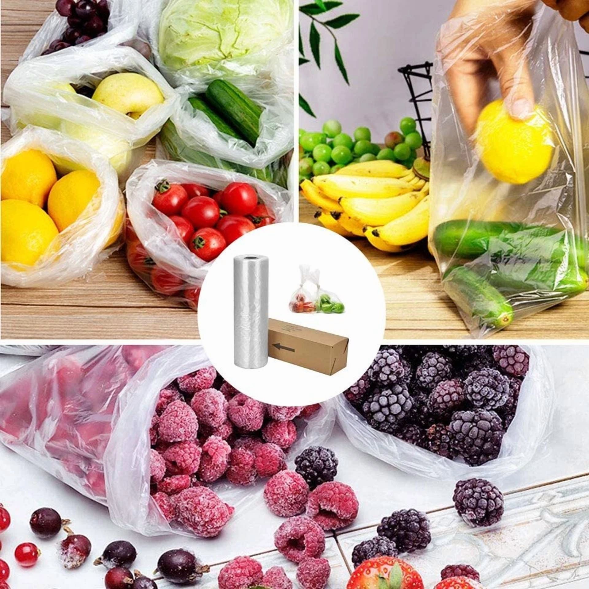 CRESTIN- 350 Clear Plastic Produce Bags On Roll 12X20 Kitchen Vegetables Food Storage
