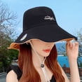 thumbnail image 4 of Portable Fashion Anti-UV Cotton Reversible Fisherman Hat Panama Hat Beach Sun Cap Daisy Bucket Hat BLACK, 4 of 8