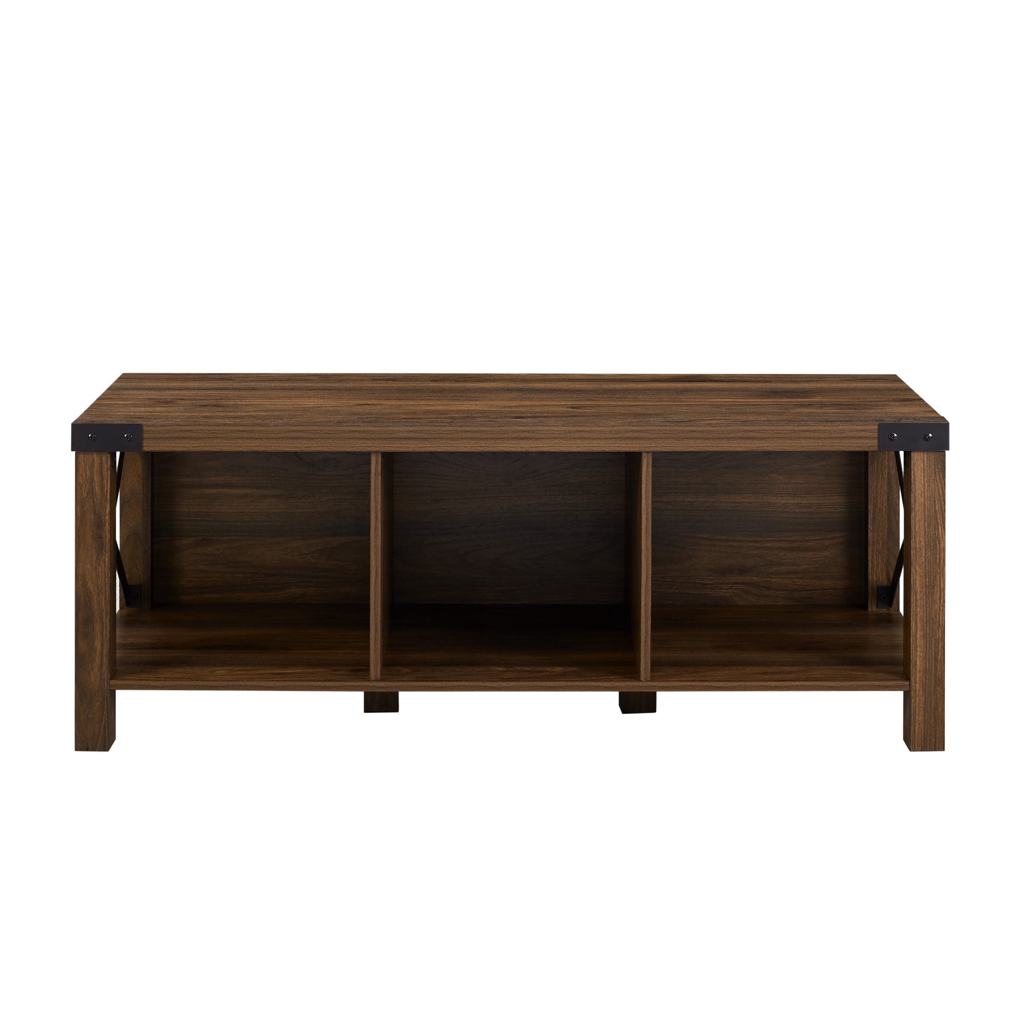 Rustic Farmhouse Entryway Storage Bench, Walnut