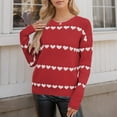 thumbnail image 5 of Daznico Womens Sweater,Plus Size Women's Heart Sweater Cozy Knit Pullover for Casual Wear-Red-XL, 5 of 8