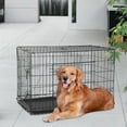 thumbnail image 6 of FDW 48 inch Foldable Metal Dog Crate for Large Dogs, Double Door, Divider, Removable Tray(Black), 6 of 7