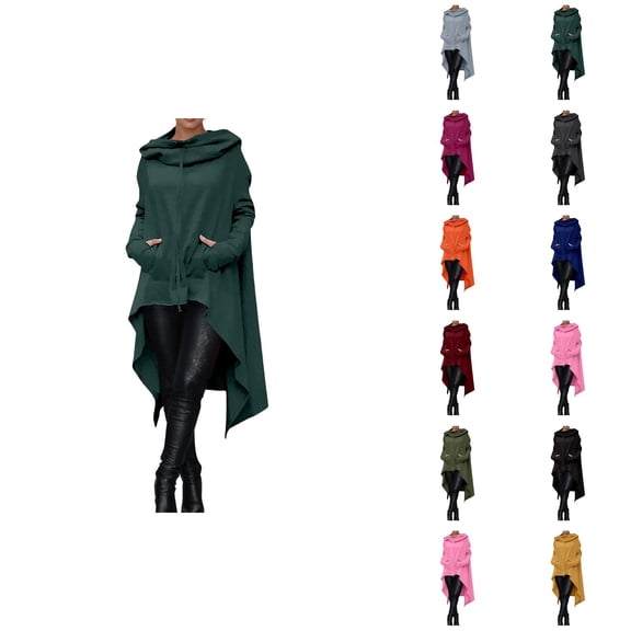 Oversized Hoodie for Women with Pockets Long Sleeve Irregular Hem Plain Casual Hooded Sweatshirt Pullover Tops