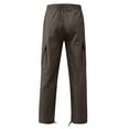 thumbnail image 5 of Honeeladyy Men Solid Casual Multiple Pockets Outdoor Straight Type Fitness Pants Cargo Pants Trousers tops for men, 5 of 5