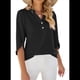 thumbnail image 3 of Blusa Informal de para Mujer, con Mangas 1/2 con Volantes, Cuello en V, Corte Holgado, Color Negro, Talla L, 3 of 6