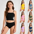 thumbnail image 2 of Baby Girl Swimsuit 9-12 Months Relaxed Regular Fit Color Block Little Girls' Swimwear Lightweight Two Piece Boyshort Tankini Kids Swimsuit, 2 of 9