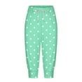 thumbnail image 6 of QATAINLAV Womens Sweat Shorts Casual Drawstring High Waisted Yoga Joggers Capri Pants Trendy Polka Dot Print Cropped Sweatpants with Pockets Green XL, 6 of 7