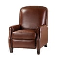 thumbnail image 4 of Genuine Leather Recliner Cigar Chair Modern Retro Armchair Birch Wood Legs Nail Head Trim Bedroom Brown, 4 of 10