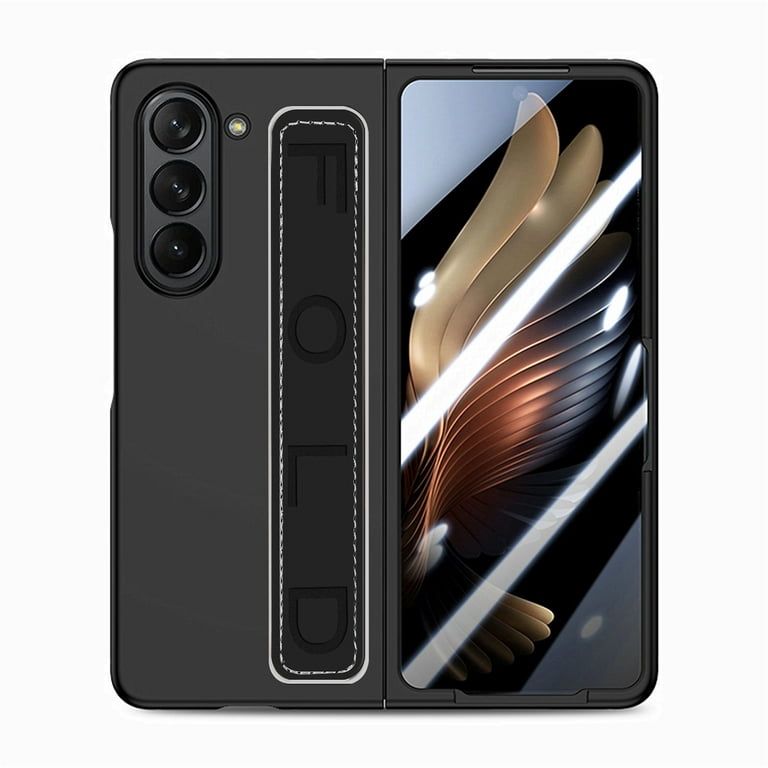★DESIGN SKIN★ Galaxy Z Fold 5 emboss case black Compatible with Samsung Galaxy Z Fold 5 Case with Strap