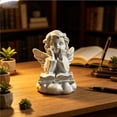 thumbnail image 4 of Resin Cherub Angel Figurines Set 4 Cute Praying Reading Cupid Statue Shelf Kitchen Desk Tabletop Home Decor Memorial Gift, 4 of 6