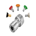 thumbnail image 2 of Garden Hose to Pressure Washer Adapter,Quick Connector,Pressure Washer Spray Nozzle Tips,3/4 GHT to 1/4 Inch Stainless Steel Connector with 5 Spray Nozzle Power Washer Attachment Set, 2 of 3