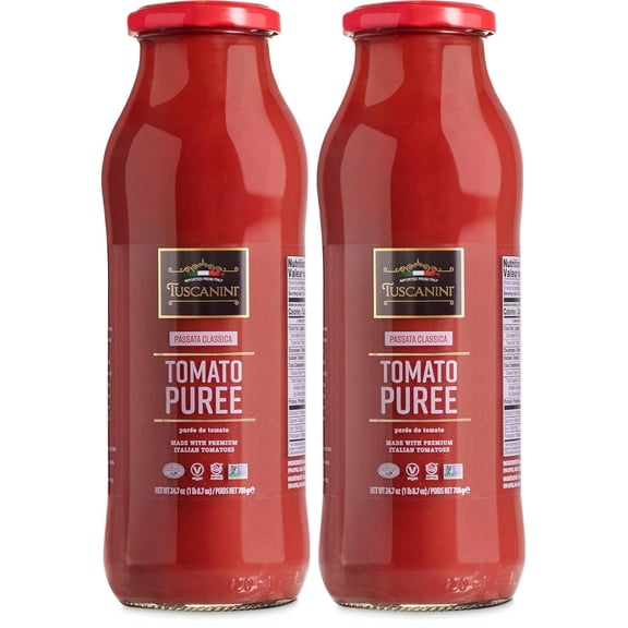 Tuscanini Italian Tomato Puree, Premium Italian Passata, 24.7oz (2 Pack) | Resealable, Product of Italy