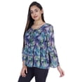 thumbnail image 2 of Moomaya Printed Flared Full Sleeve Tops For Women Summer Casual Short Kurta-J3, 2 of 9