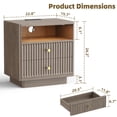 thumbnail image 7 of PAPROOS 22.8'' Large Fluted Nightstand, 2 Drawers Bedside Table with Charging Station and LED Light, Curved Corner Design Storage Night Stand End Table for Bedroom, Living Room, Brown Gray, 7 of 7
